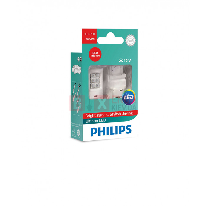 Комплект світодіодних LED ламп Philips LED W21/5W 12V Ultinon RED 11066ULRX2
