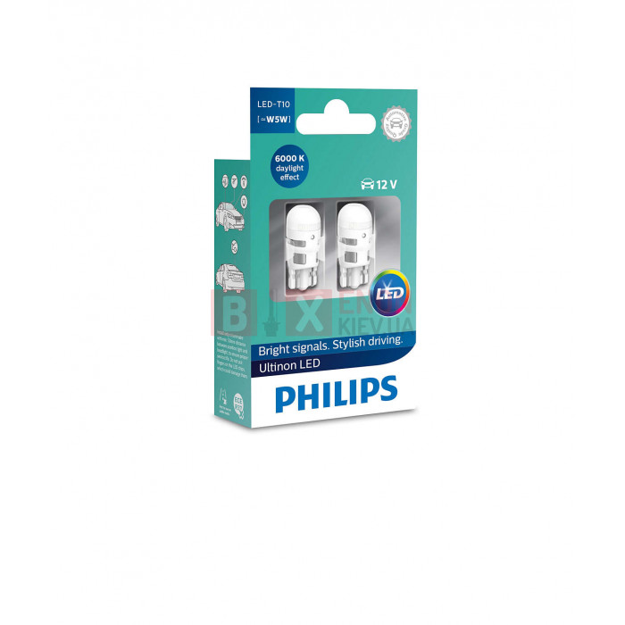 Светодиодная LED лампа Philips LED W5W T10 6000K 12V 11961ULWX2