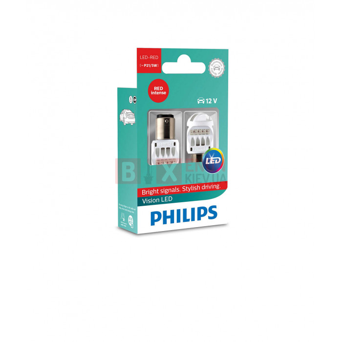 Світодіодна LED лампа Philips P21/5W LED 12V Vision RED 12836REDX2