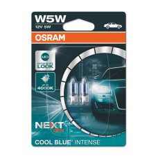 Комплект галогеновых ламп Osram W5W 12V 5,20W W2.1x9.5d Cool Blue Intense Next Gen +100% 2шт/блистер (2825CBN-02B)
