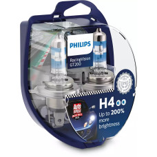 Комплект галогеновых ламп Philips 12342RGTS2 H4 60/55W 12V P43T RacingVision GT200 +200%