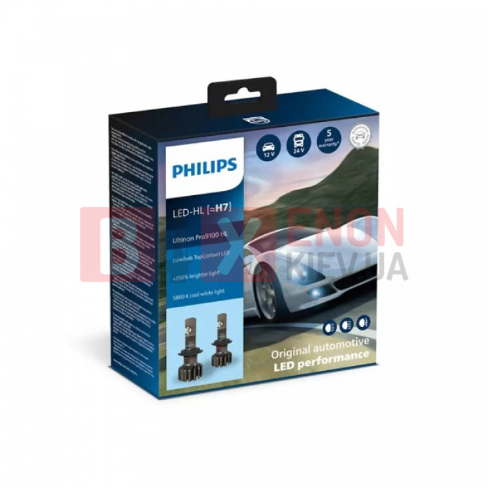 Комплект світлодіодних ламп PHILIPS H7 11972U91X2 LED Ultinon Pro9100 +350% 12/24V