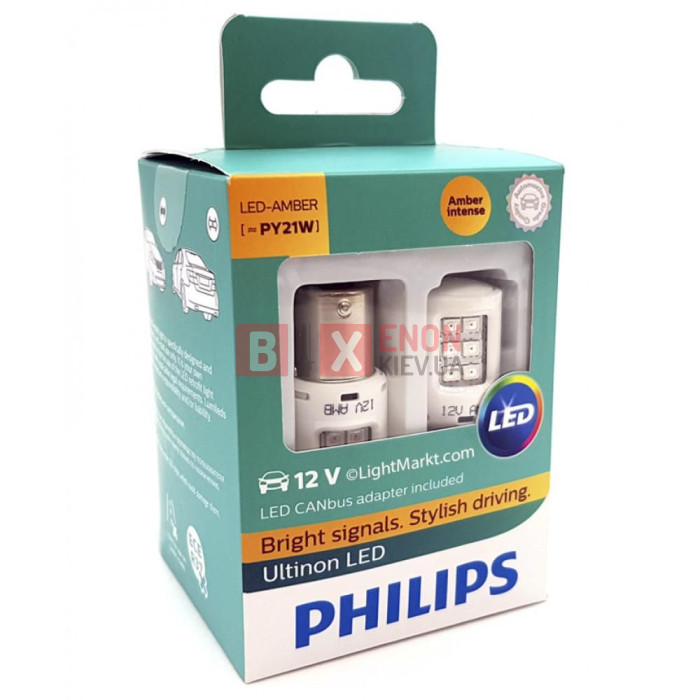 Светодиодная LED лампа Philips LED PY21W Yellow LED + Smart Canbus 