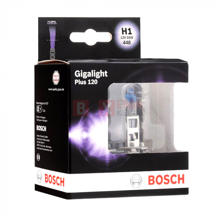 Галогенная лампа BOSCH H1 Gigalight Plus 120% 55W 12V 1987301105 Комплект