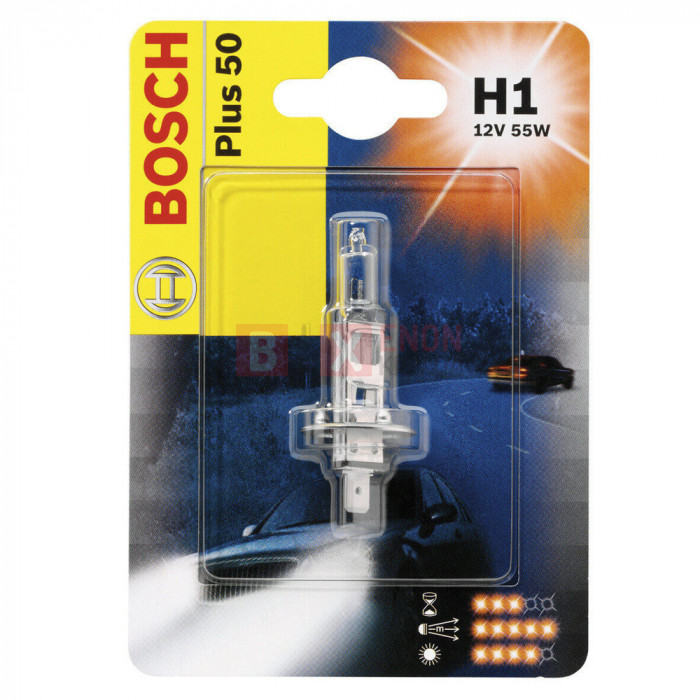 Галогенна лампа BOSCH H1 Plus 50% 55W 12V 1987301041 Blister