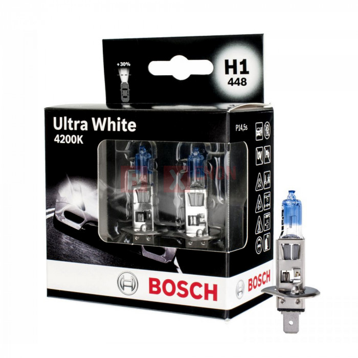 Галогенная лампа BOSCH H1 Ultra White 4200K 55W 12V 1987301180 Комплект