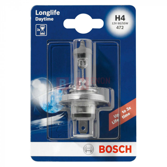 Галогенная лампа BOSCH H4 Longlife Daytime 60/55W 12V 1987301054 Blister
