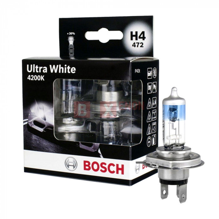 Галогенна лампа BOSCH H4 Ultra White 4200K 55W 12V 1987301181 Комплект