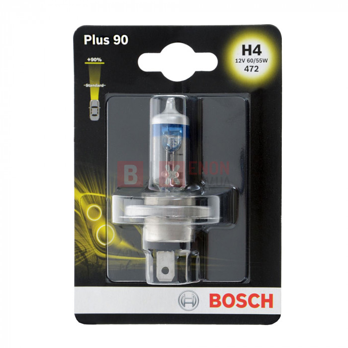 Галогенная лампа BOSCH H4 Plus 90% 60/55W 12V 1987301077 Blister