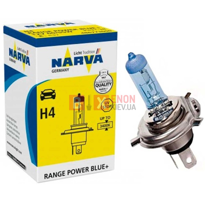 Галогенна лампа NARVA 48677 H4 12V 60/55 W P43t RANGE POWER BLUE+