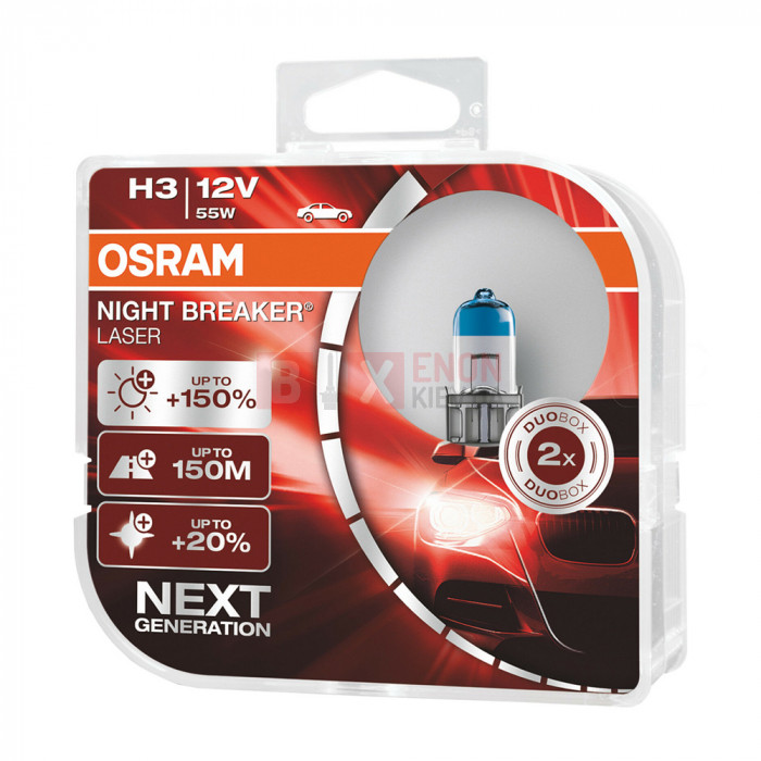 Галогенная лампа Osram H3 Night Breaker LASER NG +150% 55W 12V 64151NLHCB Комплект