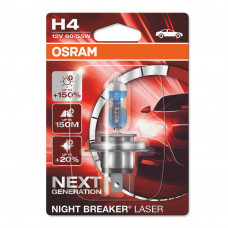 Галогенна лампа Osram H4 Night Breaker LASER +150% 60/55W 12V 64193NL-01B Blister