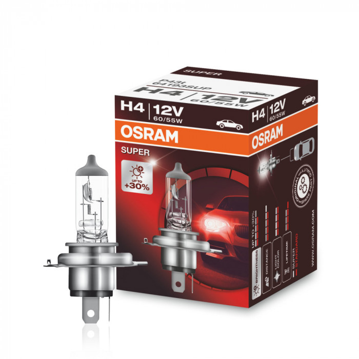 Галогенная лампа Osram H4 Super +30% 60/55W 12V 64193SUPFS