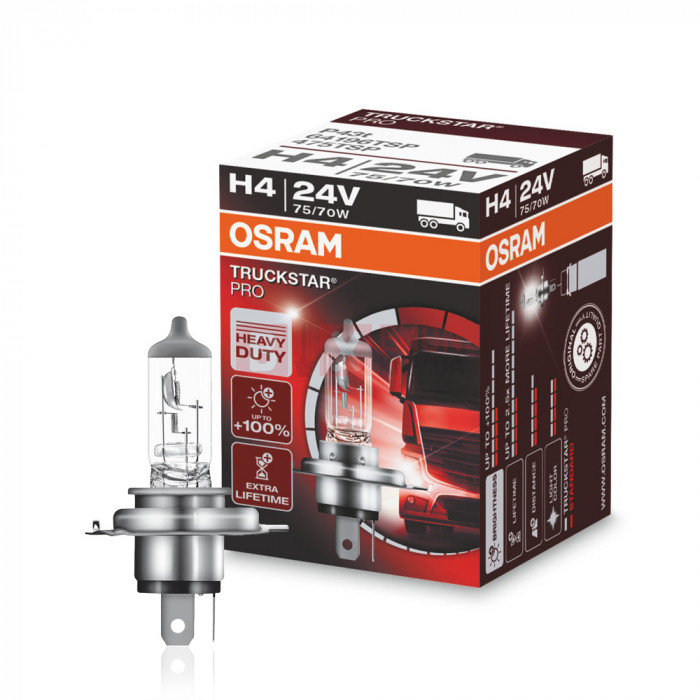 Галогенная лампа Osram H4 Truck Star Pro +100% 75/70W 24V 64196TSP
