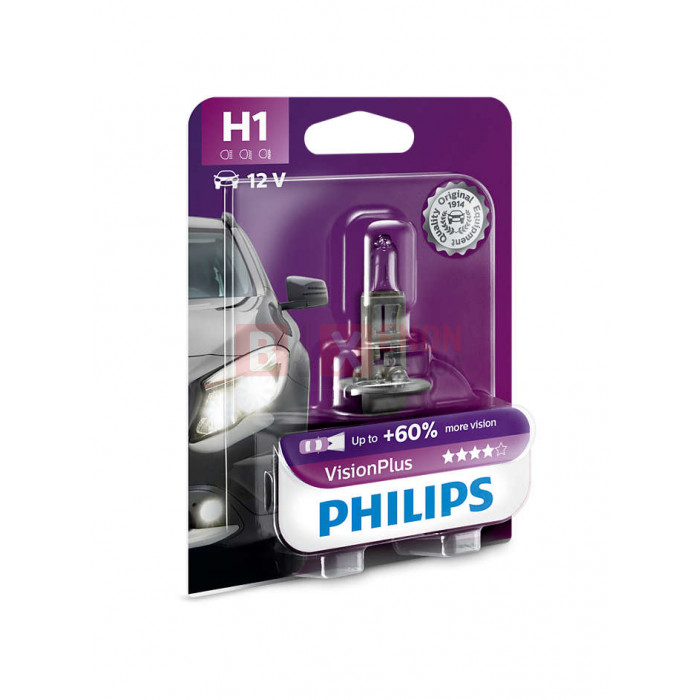 Галогенная лампа Philips H1 Vision Plus +60% 55W 12V 12258VPB1