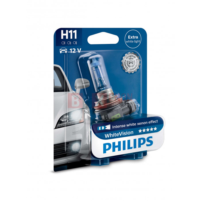 Галогенная лампа Philips H11 White Vision +60% 65W 12V 12362WHVB1 Blister