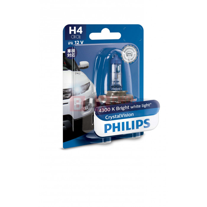 Галогенная лампа Philips H4 CrystalVision 60/55W 12V 12342CVB1 Blister