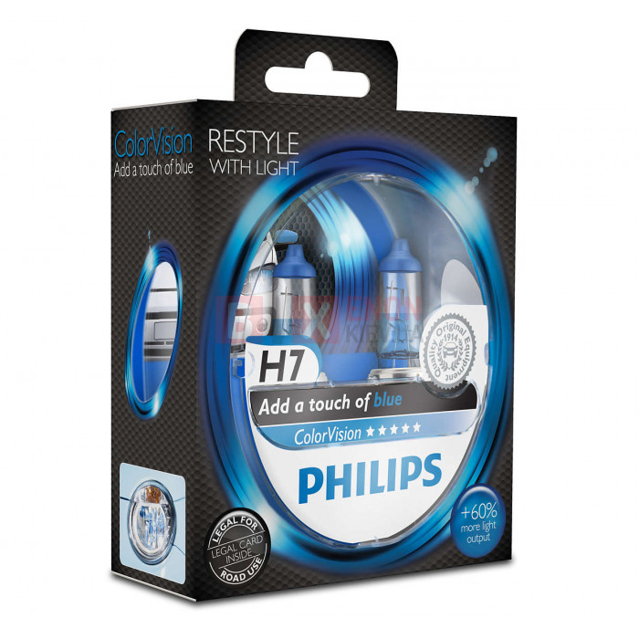 Галогенная лампа Philips H7 Color Vision Blue 55W 12V 12972CVPBS2 Комплект