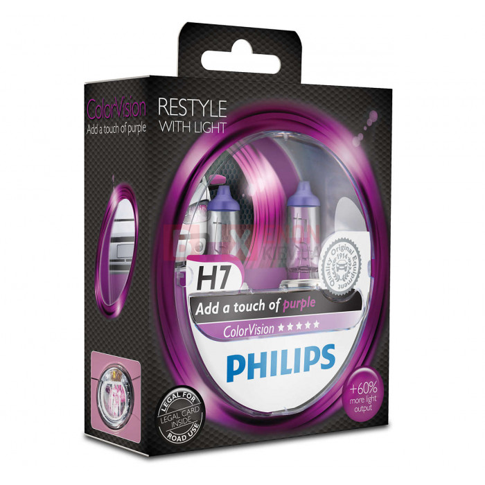 Галогенная лампа Philips H7 Color Vision Purple 55W 12V 12972CVPPS2 Комплект