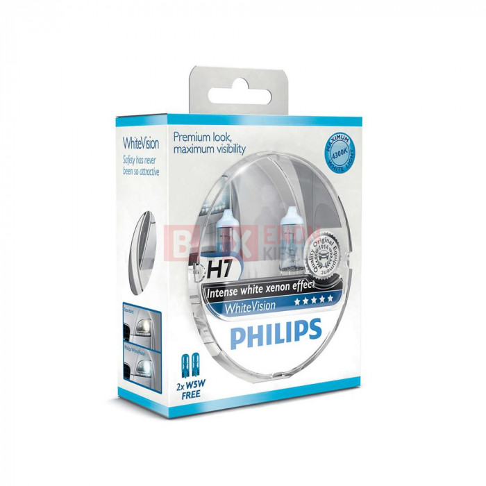 Галогенная лампа Philips H7 White Vision +60% 4300K 55W 12V 12972WVUSM Комплект