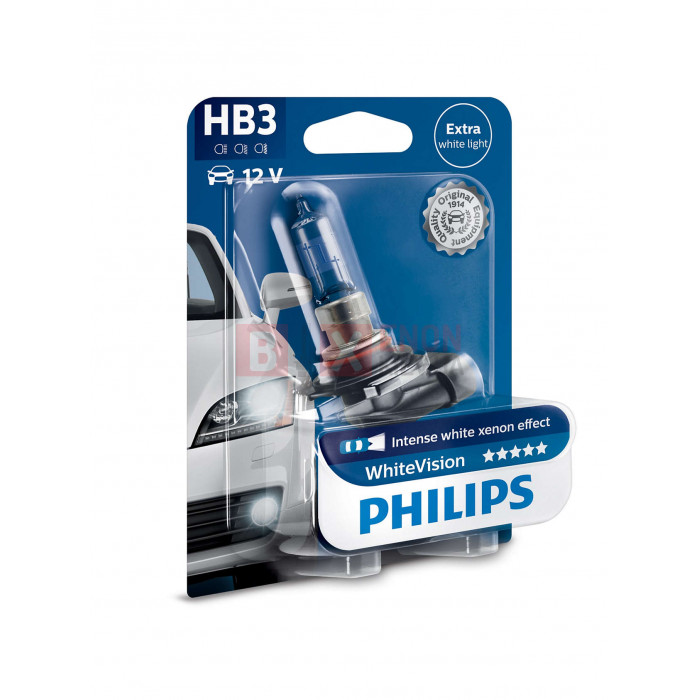 Галогенна лампа Philips HB3 White Vision +60% 4300K 65W 12V 9005WHVB1 Blister