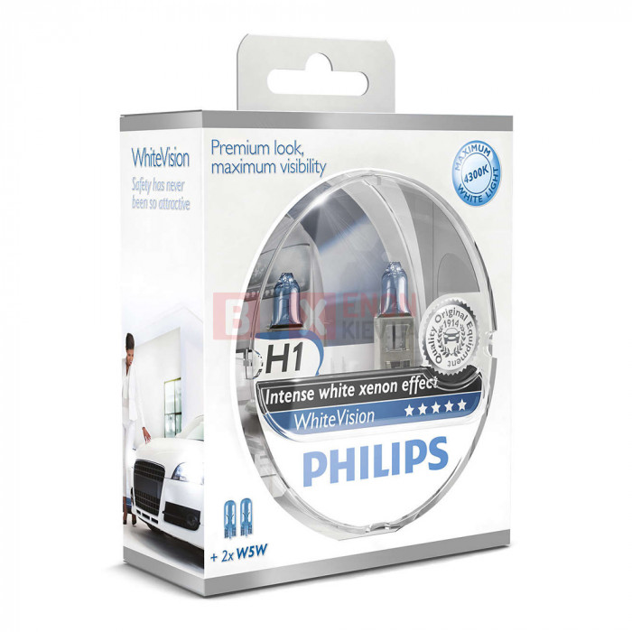 Галогенная лампа PHILIPS H1 White Vision +60% 12258WHVSM
