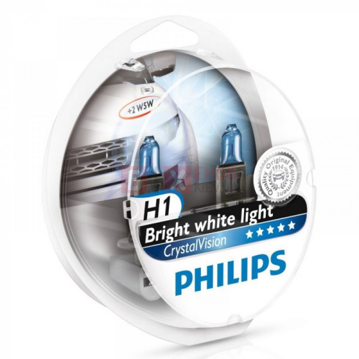 Галогенная лампа PHILIPS H1 Crystal Vision +2x W5W 12258CVSM