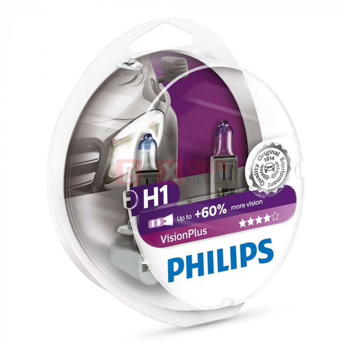 Галогенна лампа PHILIPS H1 Vision Plus +60% 12258VPS2