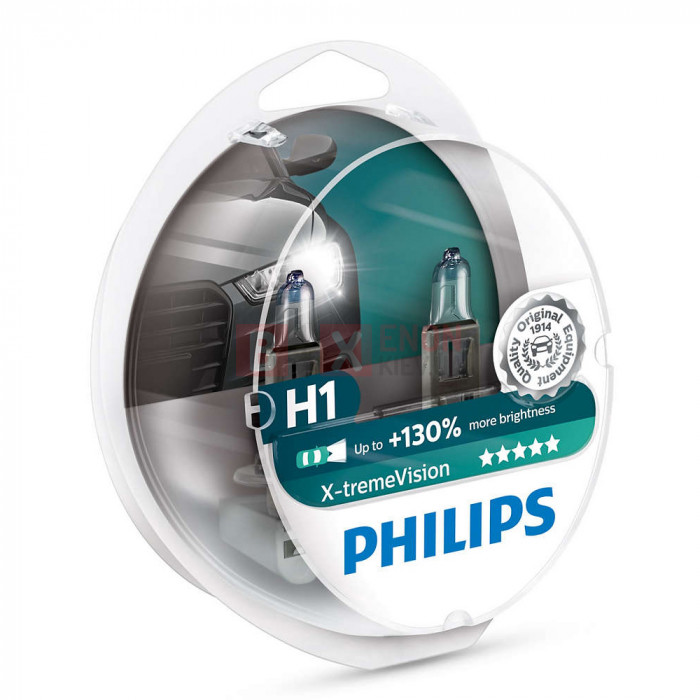 Галогенная лампа PHILIPS H1 X-treme Vision +130% 12258XVS2