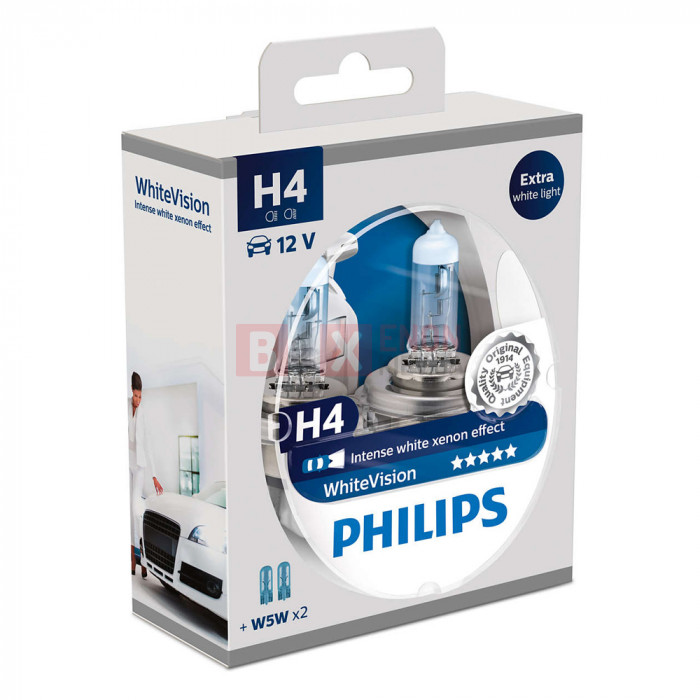 Галогенная лампа PHILIPS H4 White Vision 12342WHVSM